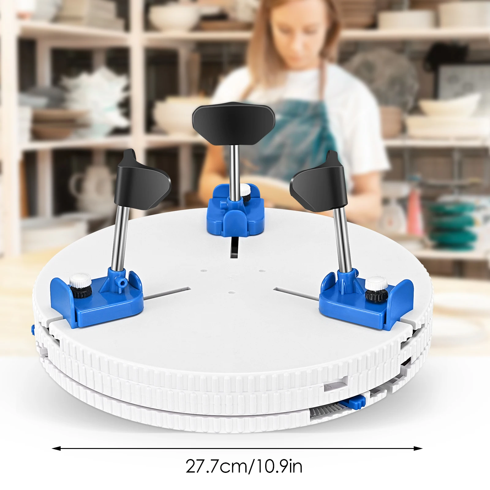 Adjustable Pottery Ceramic Trim Holder Clip Centers Pottery Wheel Plastic Round Plate Polymer Scraping Modelling Repair Tools pottery sculpting tools pottery tools clay craft tool