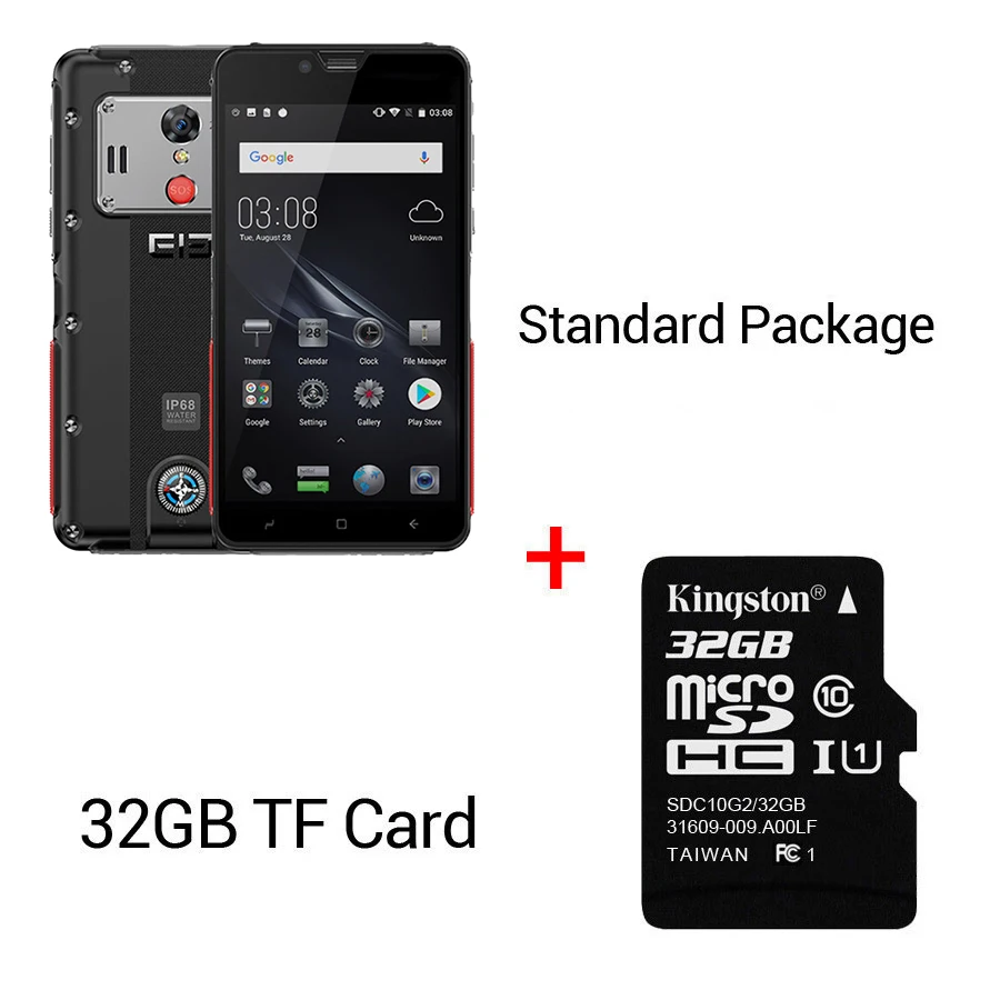 Elephone Soldier 5,5 ''Android 8,0 смартфон 4 Гб 128 ГБ MTKX25 Deca core 16:9 полноэкранный 5000 мАч мобильный телефон с боковым отпечатком пальца - Цвет: Black N 32G card