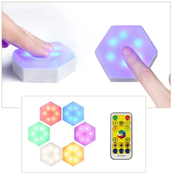 

Home DIY LED Quantum Touch Sensitive Sensor Night Lamp Modular Hexagonal Wall Lamp Battery night light LED Home Decor Lights
