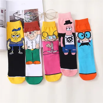 

2020 New Style Spring Socks Novelty Cotton Women And Men Colorful Cartoon Character Happy Kawaii Funny Breathable Socks