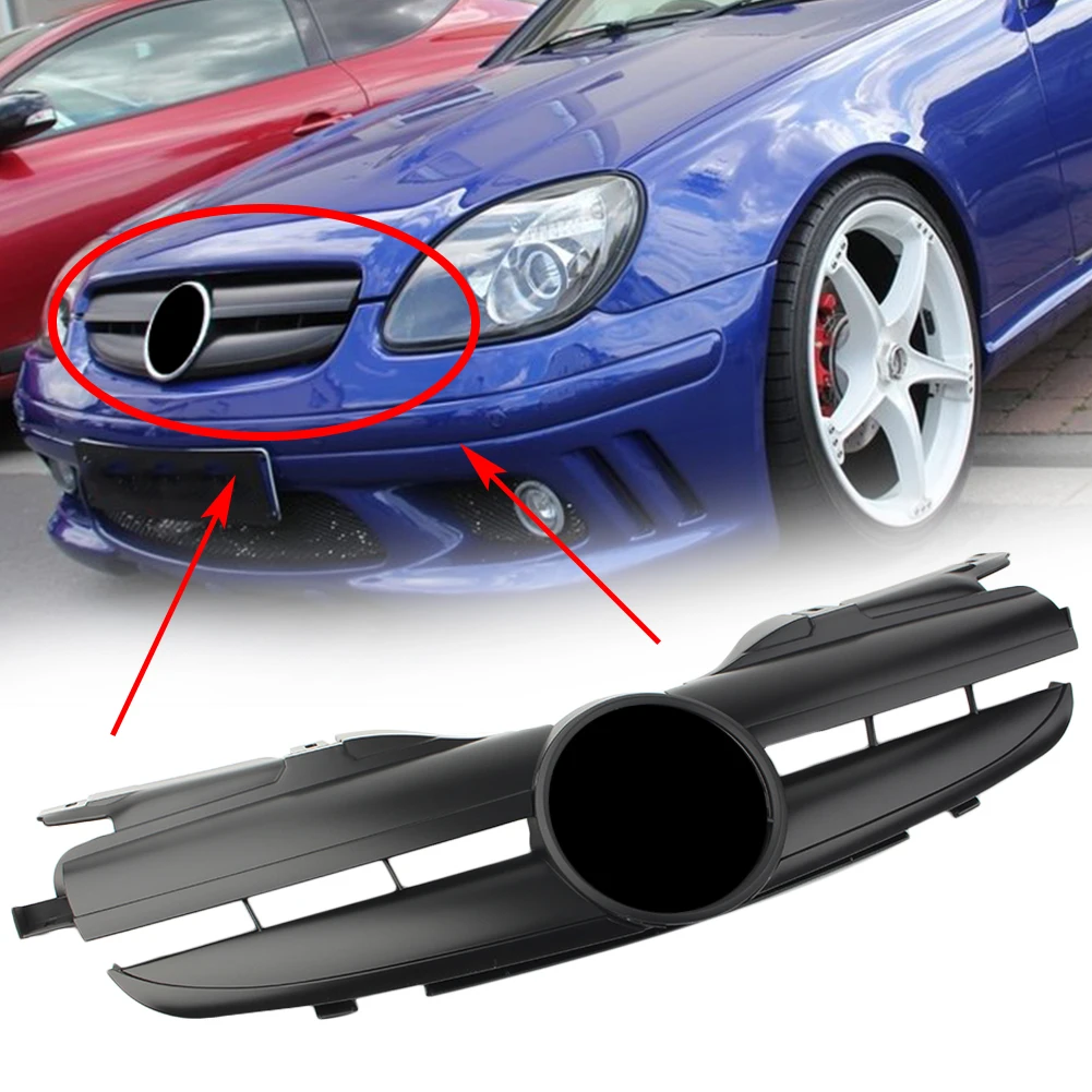 R170 Передняя решетка автомобиля 2 Pin AMG верхний гриль для Mercedes-Benz SLK КЛАСС W170 1998 1999 2000 2001 2002 2003 2004 матовый черный