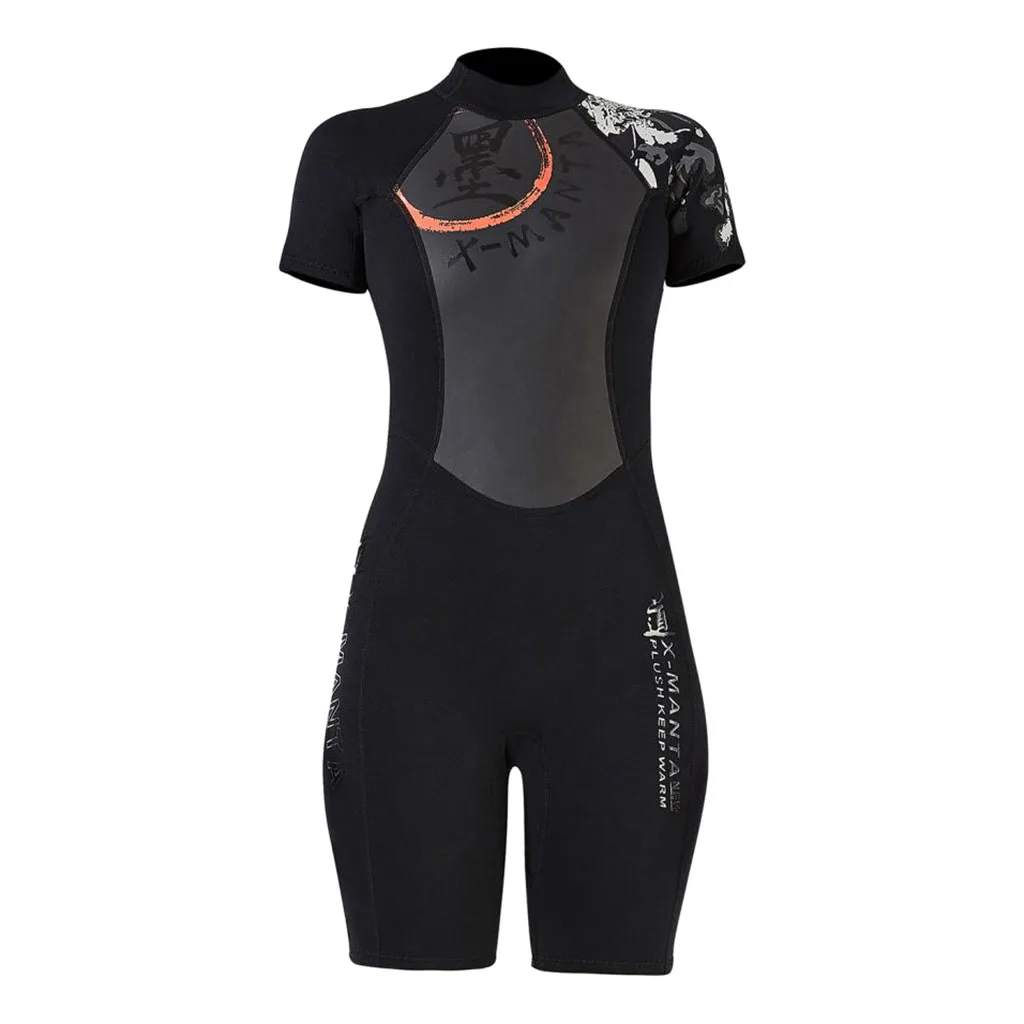 

Shorty Surfing Wetsuit for Women, Adult's Shorty Swimsuit Jumpsuit, Back Zipper UV Protection Rash Guard Wetsuits