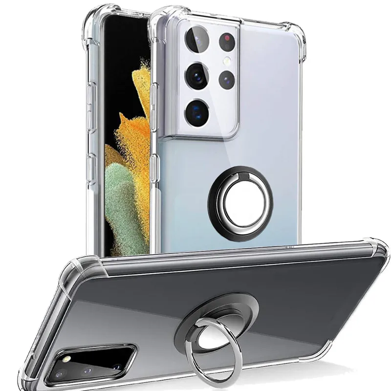 S21 A52 металлический чехол-подставка для Samsung Galaxy S 21 ультра силиконовый прозрачный