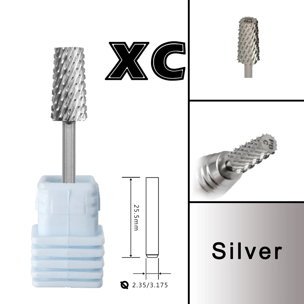 RolinStar 6.6 Large Trapezium Tapered Barrel Gold Silver Tungsten steel Carbide milling cutter nail drill bit manicure pedicure 2