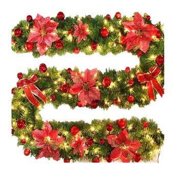 

2.7M/9Ft Artificial Christmas Fireplace Garland Wreath Fake Pine Tree Ornament Fireplace Ornament