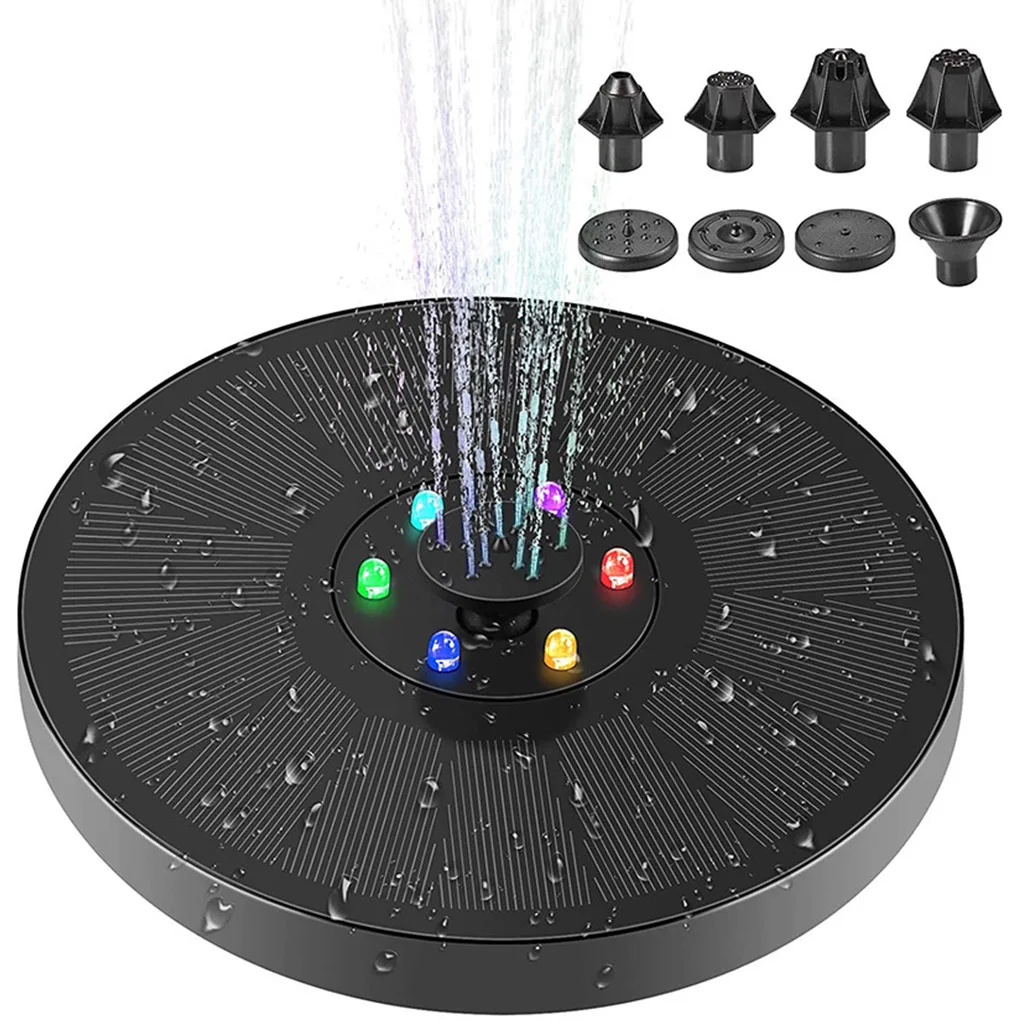 7V 2.5W Solar Fountain Mini Animal Bath Sprayer Solar Water Fountain Pump Colorful LED Light