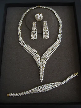 

Luxury AAA cubic zirconia waterdrop stones necklace/earrings/bracelet/ring Set Wedding/Party/dinner Jewelry for Women,S4812G