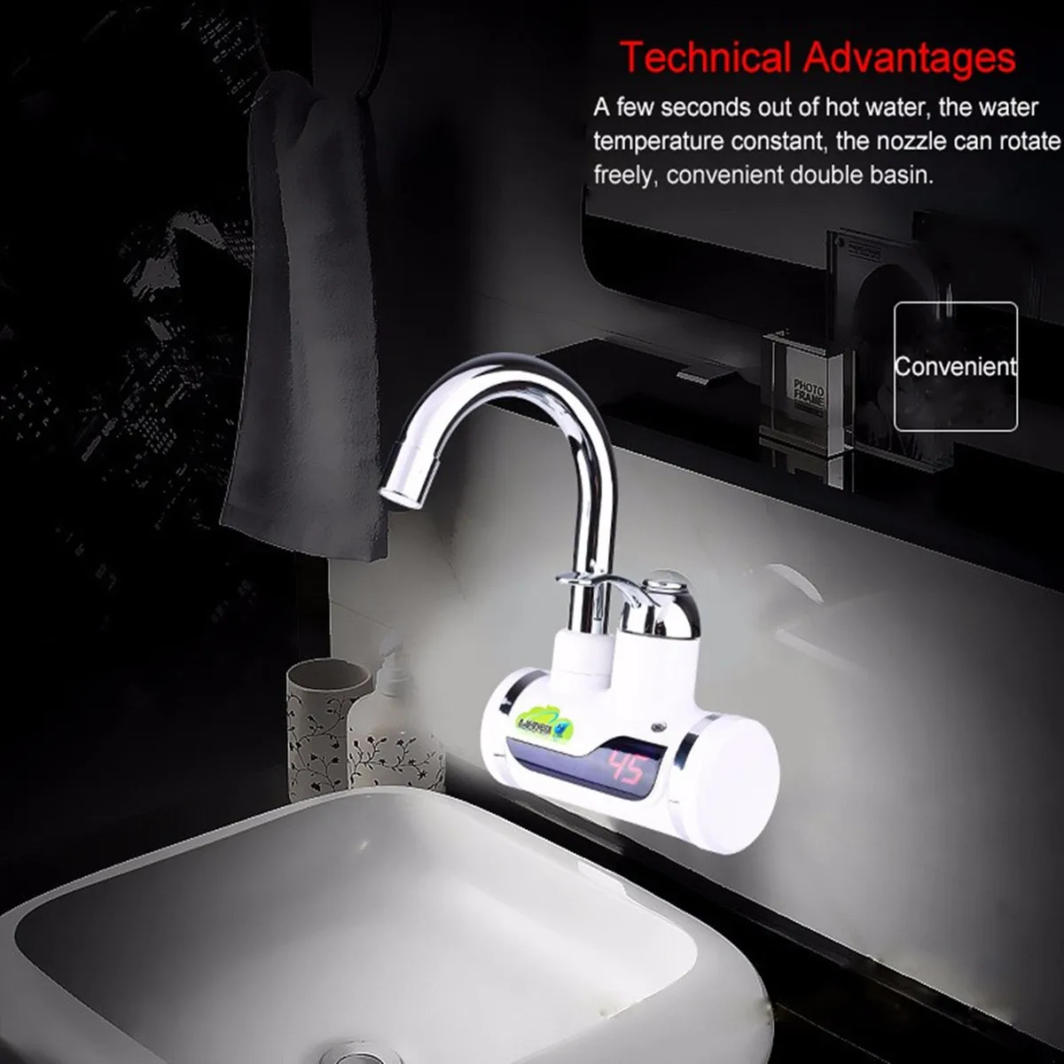 

Hot Electric Hot Water Heater Tap Temperature LED Digital Display Electric Instant Heating Kitchen Bathroom Tap Heater Faucet