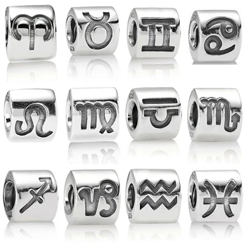 

New S925 Sterling Silver 12 Constellation Letter Charm Beads Suitable for DIY Bracelets Bracelets Necklaces Women Jewelry Gifts