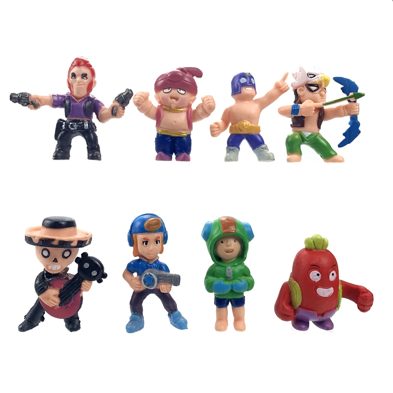 

8pcs/Set Brawling Stars Game Cartoon Hero Anime Figure Model Spike Shelly Leon Primo Pocs Dolls Boy Girl Toys Kid Birthday Gift
