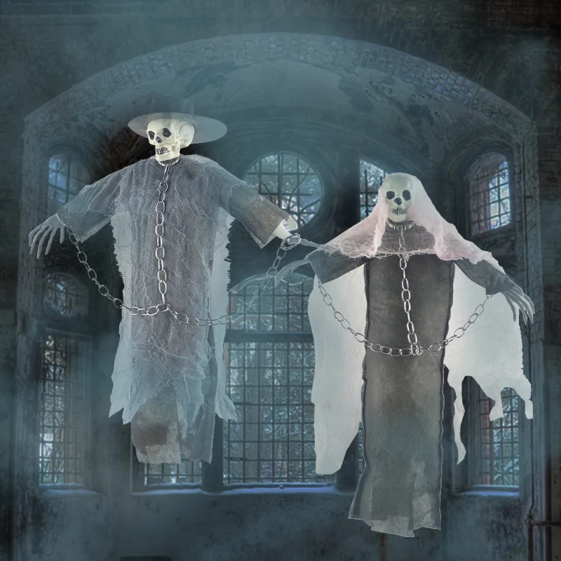 

Halloween Horror Party Scene Props Hanging Ghost Horrible Skull Bar Haunted House Decoration Scene Chain Ghost Couple Ghosts