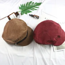 Шляпа утконоса, шапка художника в Корейском стиле и зимняя шапка, Детский вельветовый берет, крутой металлический Повседневный однотонный Изогнутый Карниз