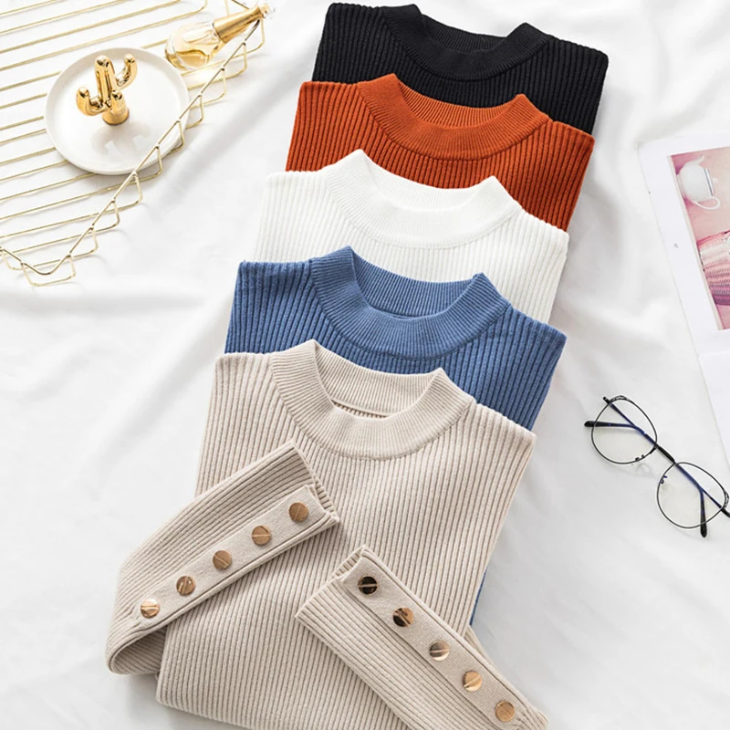 2020 Spring Winter Thick Sweater Women Knitted Ribbed Pullover Sweater Long Sleeve Turtleneck Slim Jumper Soft Warm Pull Femme 2020 Spring Winter Thick Sweater Women Knitted Ribbed Pullover Sweater Long Sleeve Turtleneck Slim Jumper Soft Warm Pull Femme