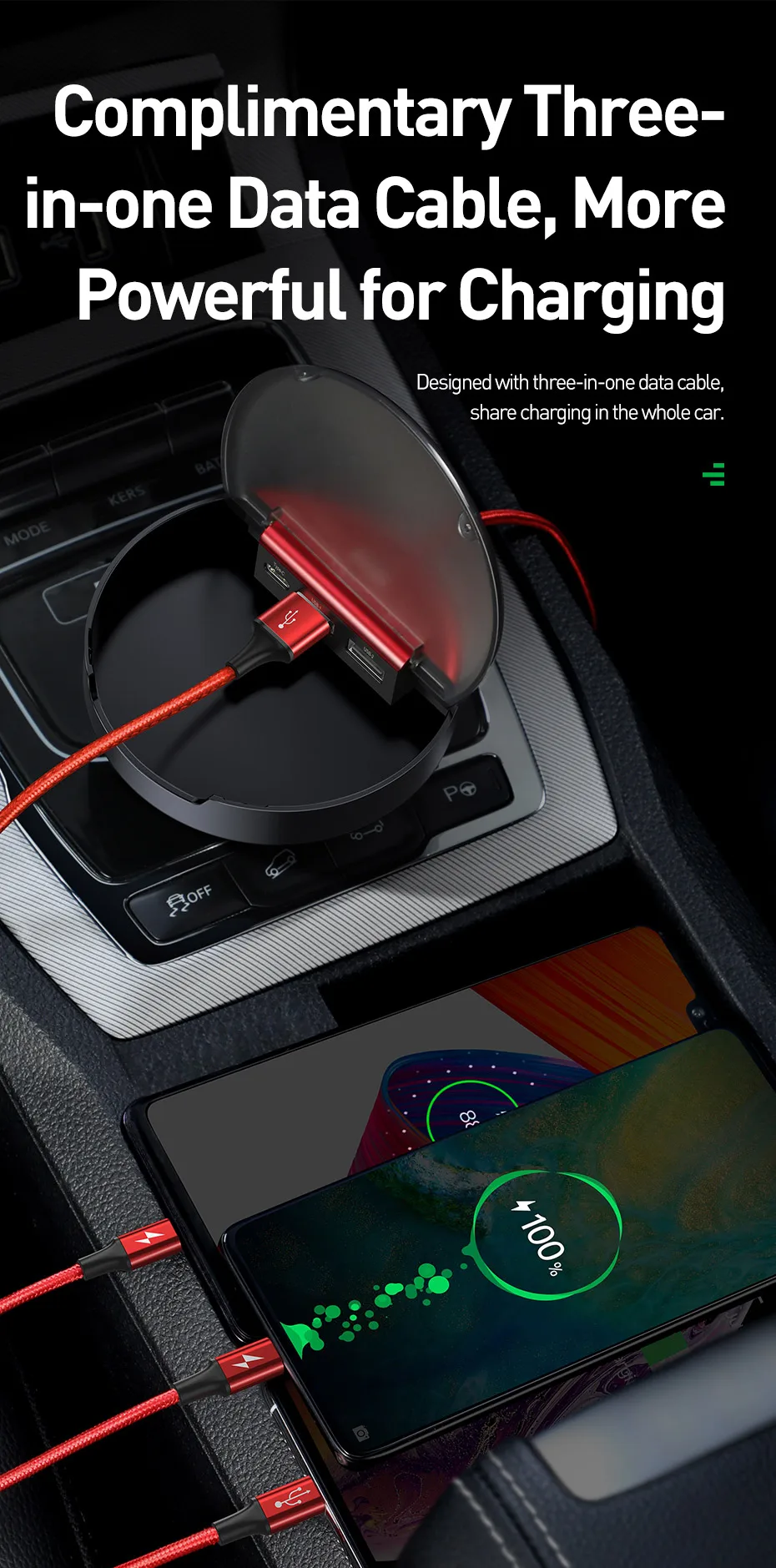 Baseus 3 в 1 USB кабель для мобильного телефона iPhone samsung Мульти usb type C Micro USB кабель быстрая зарядка автомобильное зарядное устройство док-станция