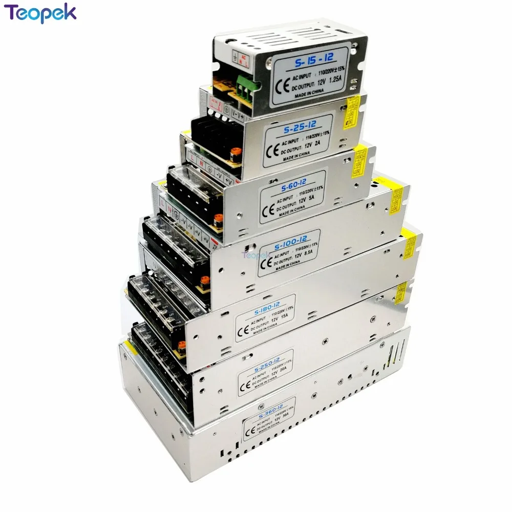 Импульсный источник питания AC 220V к DC 12V 1A 2A 3A 5A 8.5A 10A 15A 20A 30A 40A 50A адаптер питания, светодиодная лента трансформатор