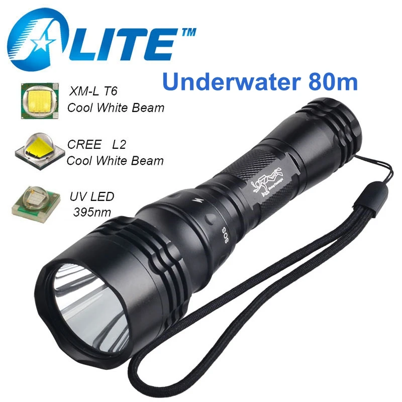 TMWT Лидер продаж подводный 2000LM 10 W T6 CREE L2 УФ-Дайвинг фонарик для 18650