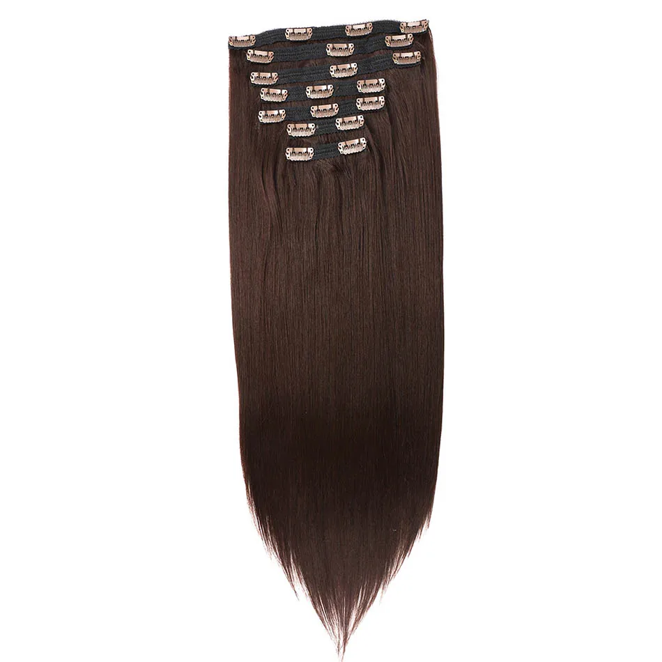 

Beauty On Line Synthetic Clip in Hair Extensions Light Brown Double Weft Straight Wave 7 Pieces/Lot 24Inches