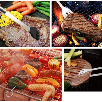 

Grilling Accessories Grill Tools 28pcs/set Stainless Steel Sloted Spatula Fork Cleaning Brush Clamp BBQ Tools Set TUE88