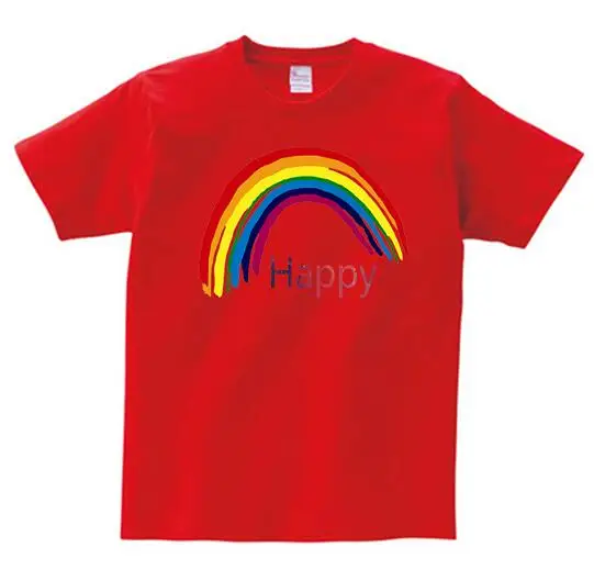 red childreT-shirt Детская футболка Милая летняя футболка с короткими рукавами для мальчиков и девочек модная детская футболка с цифровым принтом радуги - Цвет: red childreT-shirt