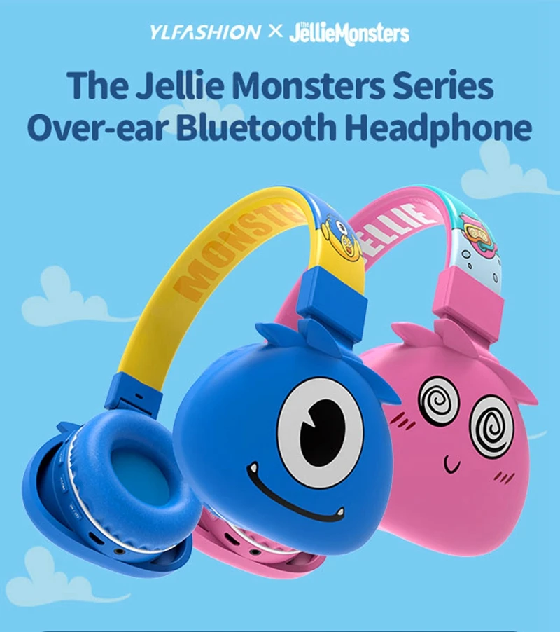 

Cute Wireless Kids Headphones with Micrphone For Children Boy Stereo Bass Monsters Music Learning Bluetooth Headsets Child Gift