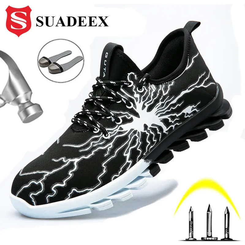 

SUADEEX Safety Work Shoes Men Puncture Proof Security Shoes Anti-smashing Steel Toe Cap Sneakers Fashion Construction Footwear