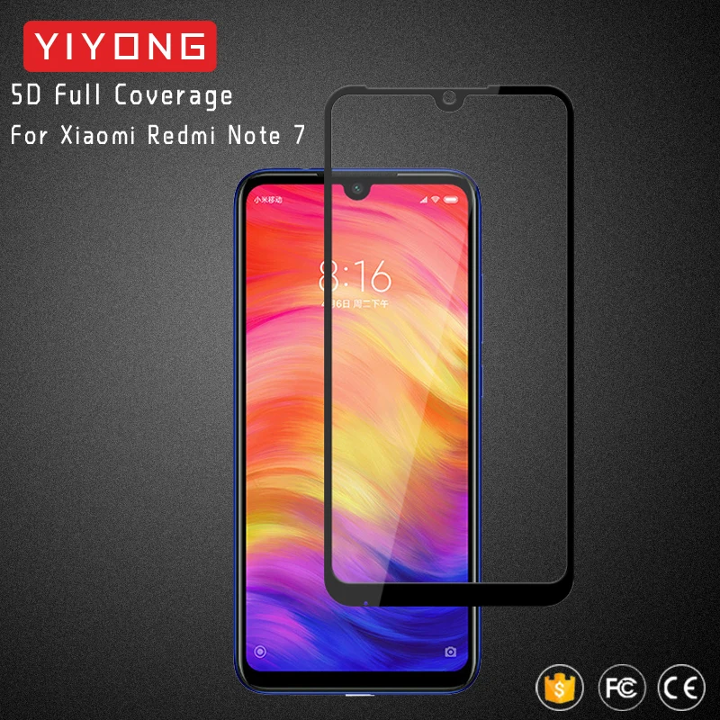 

25Pcs/Lot YIYONG 5D Full Cover Glass For Xiaomi Redmi Note 7 6 5 8 Pro Tempered Glass Screen Protector For Xiaomi Note 7 8 Pro
