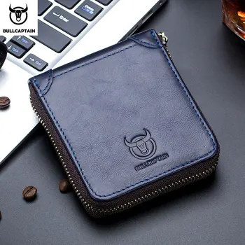 

BULLCAPTAIN Cowhide Men's Wallet Quality Coin Purse Design Genuine Leather Wallet Clutch Leisure Leather Purse Male Card Holder