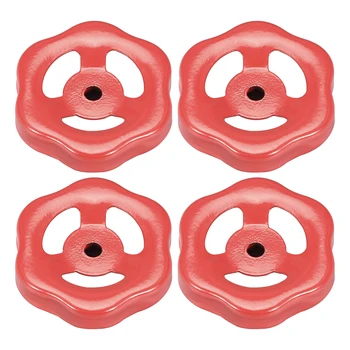 

uxcell 4Pcs Metal Outside Faucet Hose Bibb Round Wheel Handle Square Broach 8x8mm Wheel OD 79mm Paint Iron Red Iron