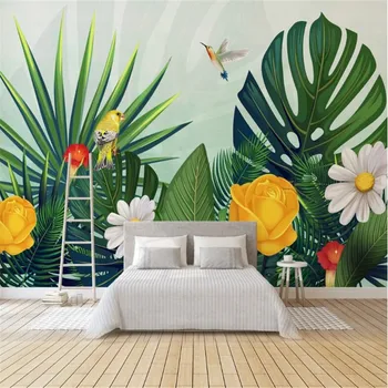 

milofi custom large wallpaper mural medieval hand-painted tropical forest color parrot background wallpaper mural