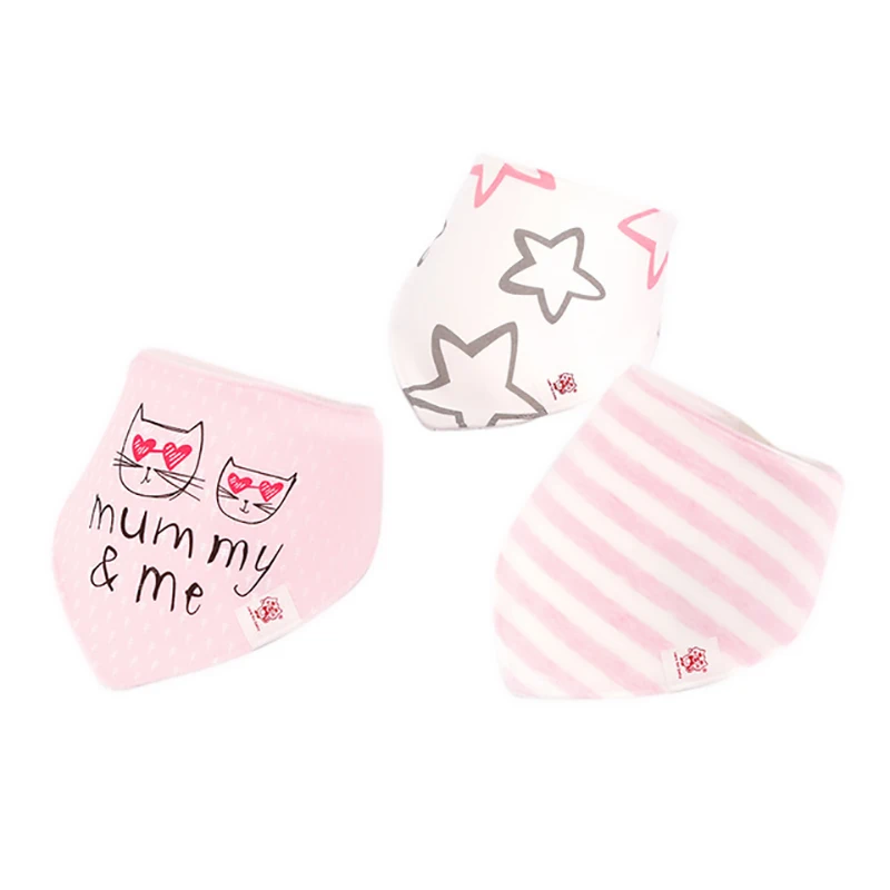 qksj002-3 3-Pack/lot Baby Bibs 100%Cotton Waterproof Cute cartoon print embroidery Saliva Towel Newborn Toddler Infant Boys Girls Stuff - Цвет: qksj002-3
