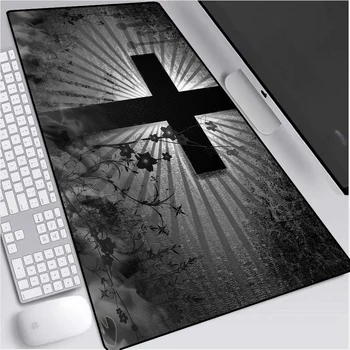 

Black Cross Cool Pattern Mouse Pad Large Size Easy To Carry and Religious Cross Image DIY Custom Design PC Laptop Desk Mat