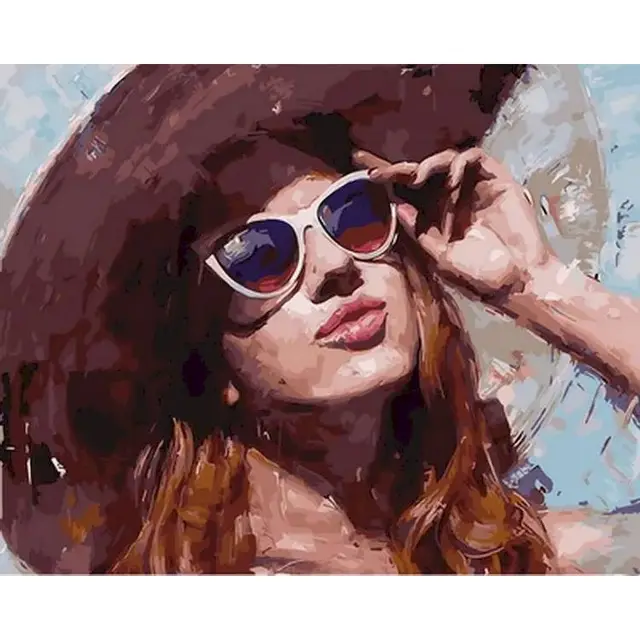 Fashion Girl Oil Painting By Numbers Kit On Canvas With Frame Handmade Drawing Paint For Adult Picture Color By Number Decor Art 7092