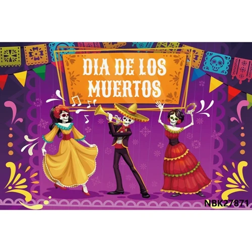 Yeele День мертвых фон Dia DE Muertos Мехико наряды вечерние сахарный череп фотография Фон фиеста декоративный баннер - Цвет: NBK27871