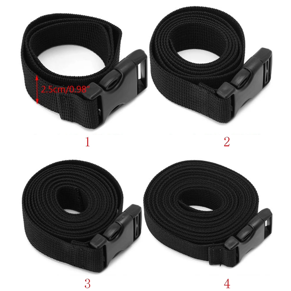 0.5~3M Black Travel Kits Outdoor Camping Tool Durable Nylon Cargo Tie Down Luggage Lash Belt Strap with Cam Buckle Wholesale