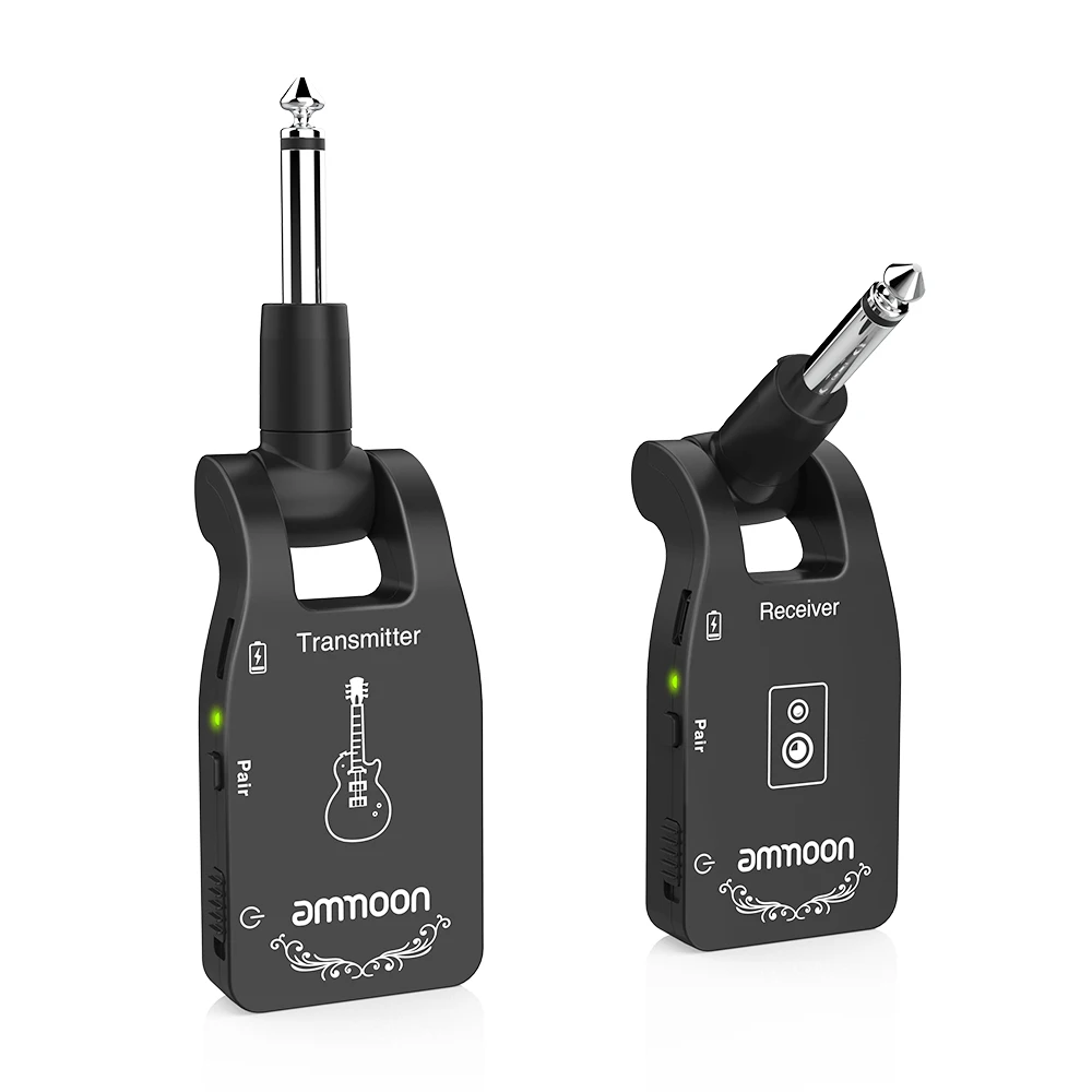 

ammoon 2.4G Wireless Guitar Transmitter Receiver System Rechargeable 6 Channels Audio Transmitter for Electric Guitar Bass