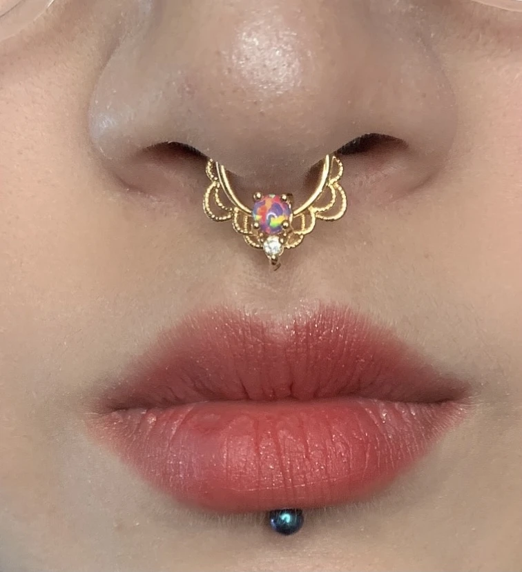 Hoop Earrings Piercing Jewelry Nose Rings Body Piercing Jewelry Body Jewelry Ear Piercing Jewelry Body Piercing Earrings Crystal Opal Stone Nose Rings Titanium Septum Clicker Real Fake Septum Piercing Ear Helix Lobe Earring Daith Hoop Body Jewelry