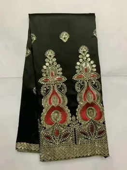 

African George Lace Fabric / New style Nigeria George Lace Fabric black Sequin Embroidered Fabric For Nigerian Wedding Dress