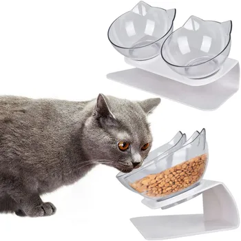 

Double Cat Bowl Raised Pet Food Water Bowls Non-slip Elevated Neck Protect Pet Food Feeder for Cats Small Dogs Pet Products