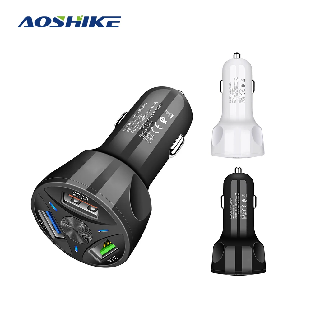 Автомобильное зарядное устройство AOSHIKE с 3 портами USB быстрая зарядка 0 разъем
