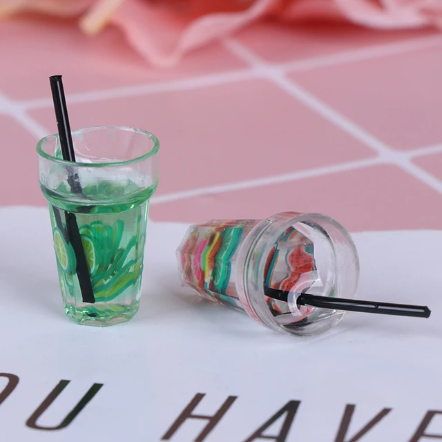 Hot Resin Mini 1:12 Scale Fruit lemon Simulation drink for dollhouse miniature toy milk tea Drink doll food kitchen accessories 5