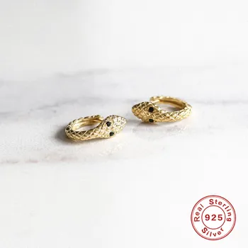 

Fashion Simple Snake Earrings Gold Color Zircon Earrings for Women Girl Mini Small Earring for Punk 925 Sterling Silver Earring