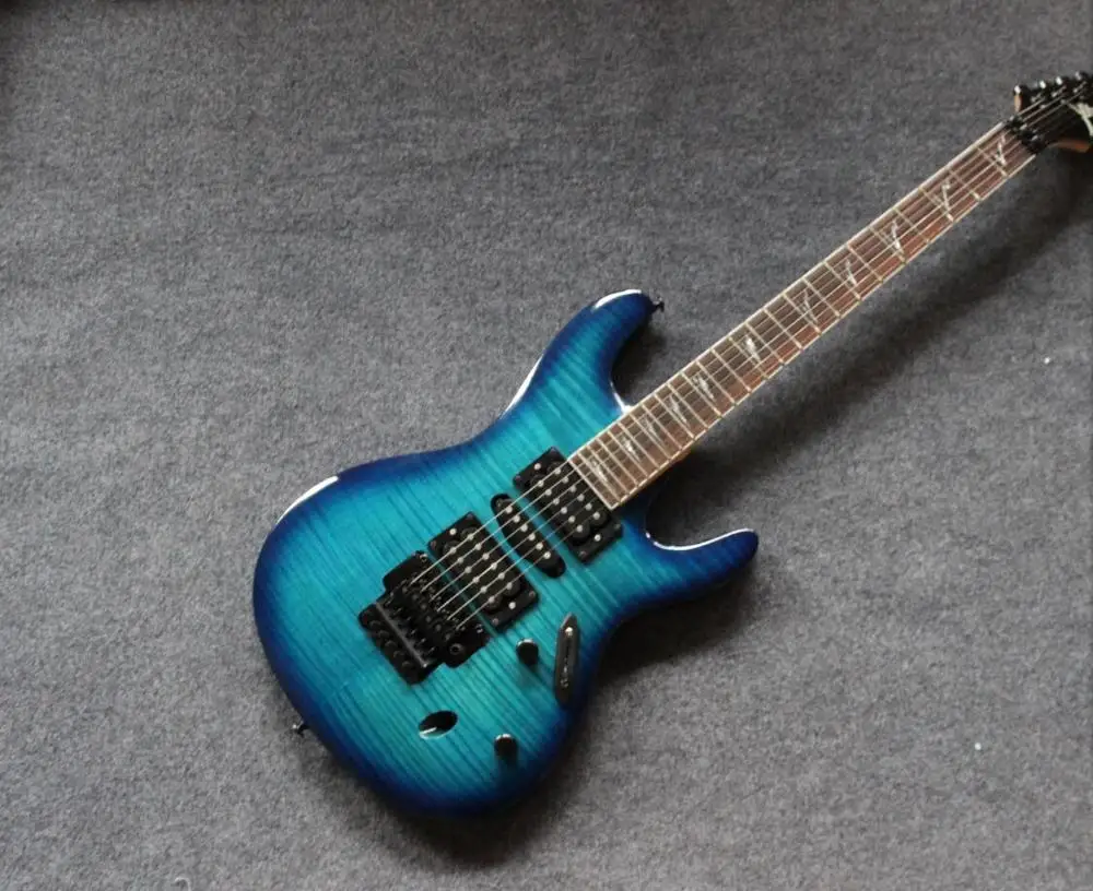 

custom shop,handwork 6 Strings Electric Guitar.rosewood fingerboard,blue color tiger flame guitarra.support customization