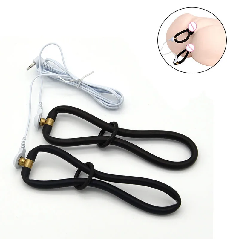 SM Strong Electro Shock Silicone Penis Ring Electric Stimulate Therapy Massager Cock Ring Penis Extender Medical Sex Toy Men electro sex toys electric sex toys penis rings