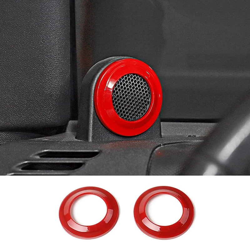 A Pillar Speaker Decoration Cover Trim Stickers Car Interior Accessories for 2007-2014 Jeep Wrangler JK JKU Red 