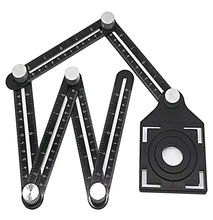 Ângulo telha buraco régua localizador multi protratores ajustável 4/6/12 corrediças/dobra régua de vidro universal angular modelo calibre