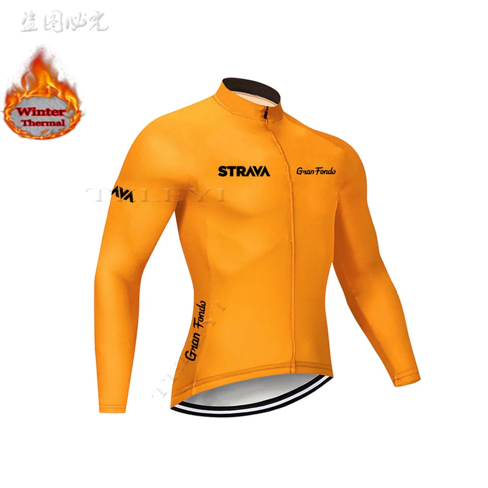 Велоспорт Джерси Strava Длинная зимняя теплая флисовая одежда велосипед MTB велосипедная Одежда Майо Ropa Ciclismo Hombre 20D гель - Цвет: 3