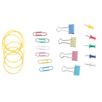 

1 Set Multifunctional 4 Girds Practical Desk Combination Stationery Set Paper Clip Rubber Long Tail Clip Back Needle Staples