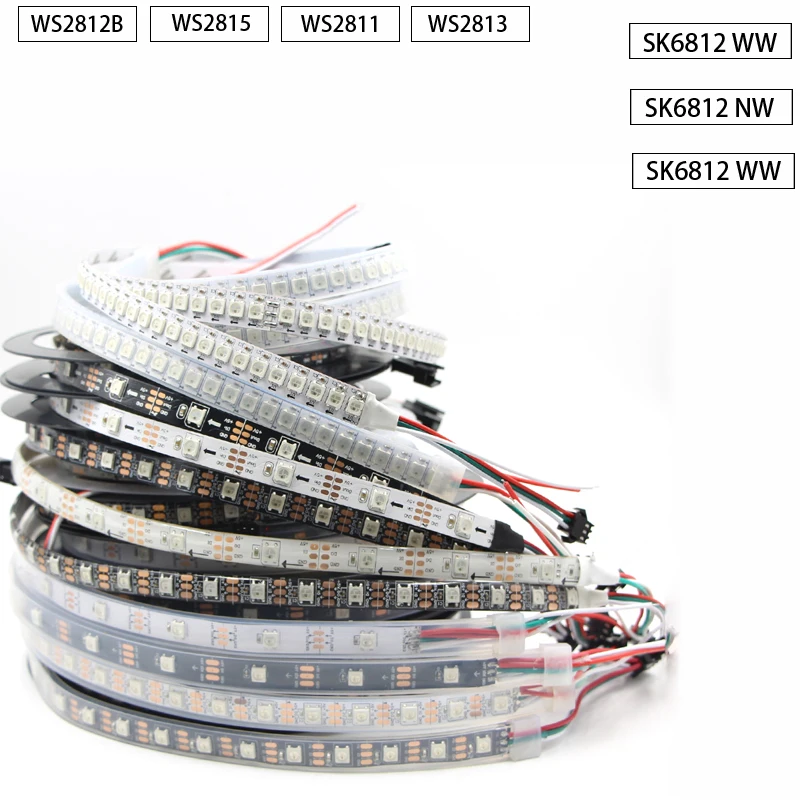 WS2812B SK6812 RGBW WS2811 WS2813 WS2815 RGB Светодиодная лента Адресуемая Smart pixel изменяющая цвет