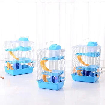 

Luxury Three Layer Hamster Cage Pet House Portable Small Pets House Chinchilla Hamster House (Light Blue)