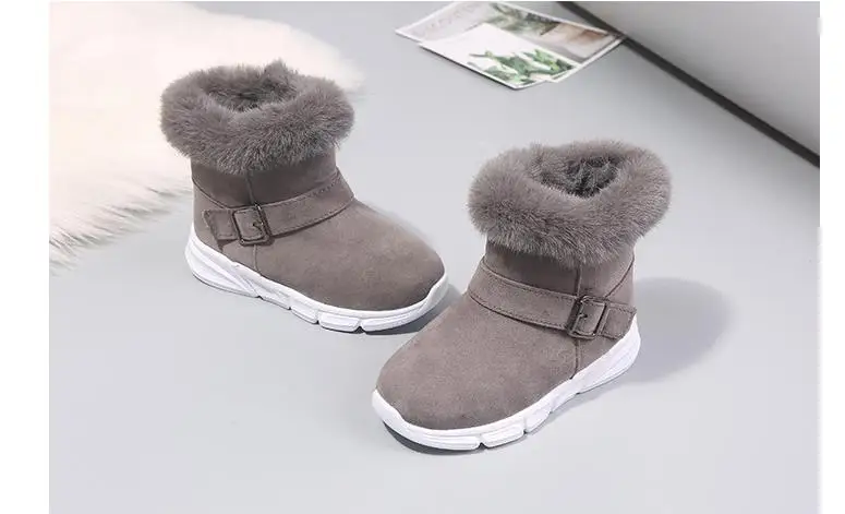 Детские зимние ботинки для маленьких девочек; зимние ботинки с пряжкой; детская обувь; бархатная обувь для мальчиков; теплая плюшевая
